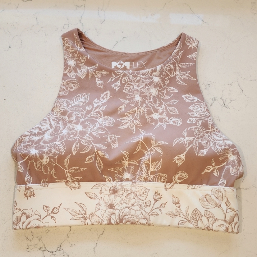 POPFLEX NWOT Harmony High Neck Tan Rose Bra